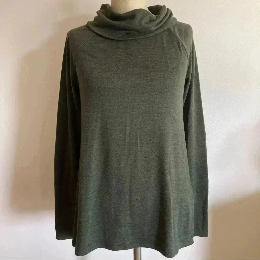 Market & Spruce Women's Olive Green Light Sweater Elbow Patch Detail Size S…